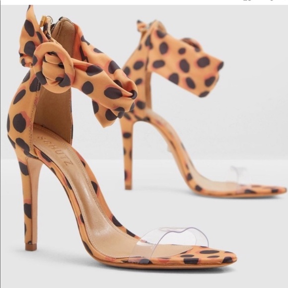 SCHUTZ Shoes - Schutz Vall orange wild dot ankle strap sandal with heel